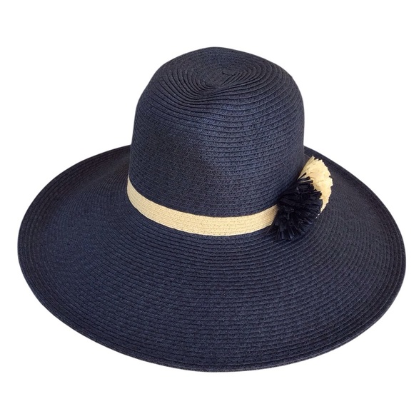 Tommy Bahama Island Navy Pom Pom Wide Brim Hat NEW - Picture 2 of 8